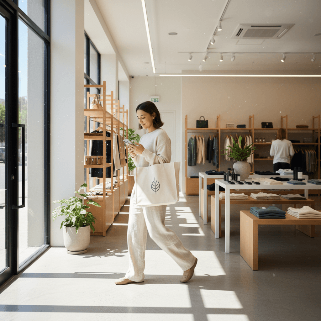 Customer shopping conveniently with mobile device