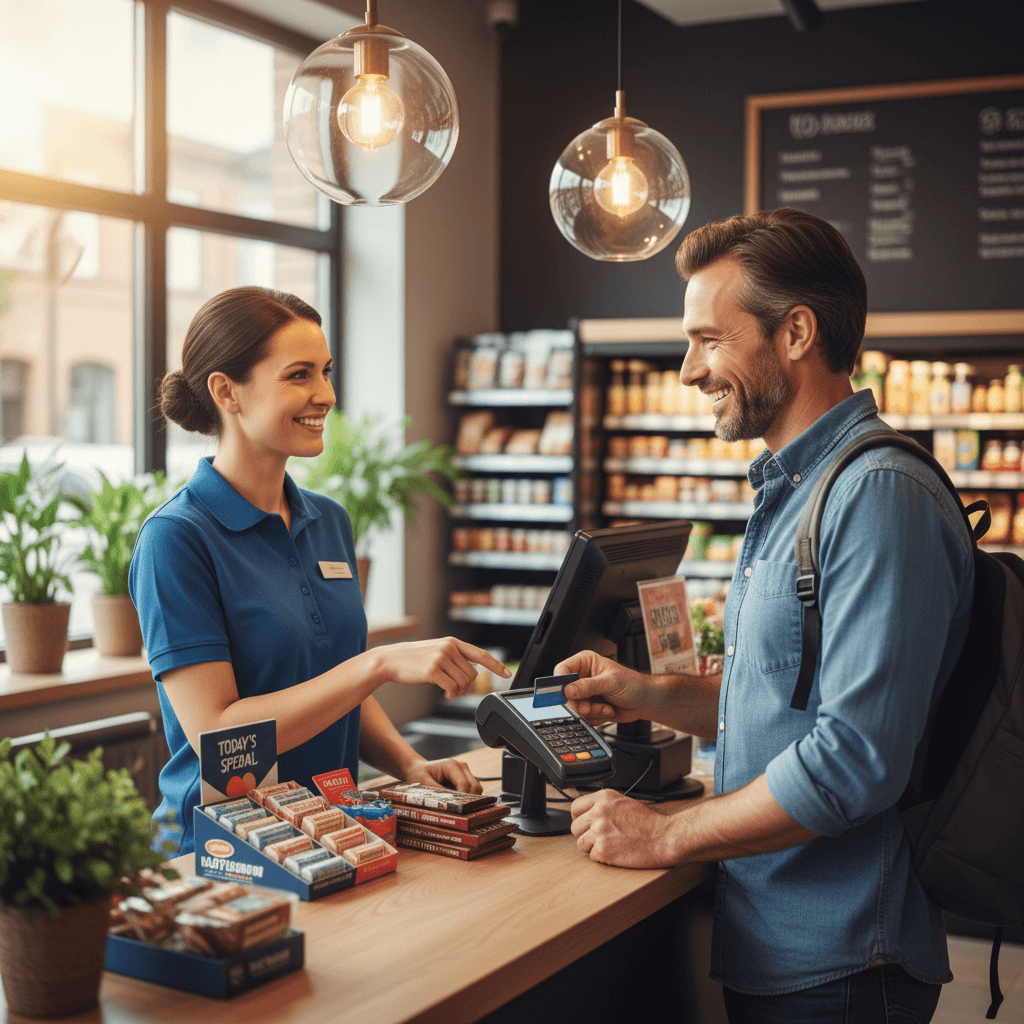 Customer service moment at Anders Store checkout