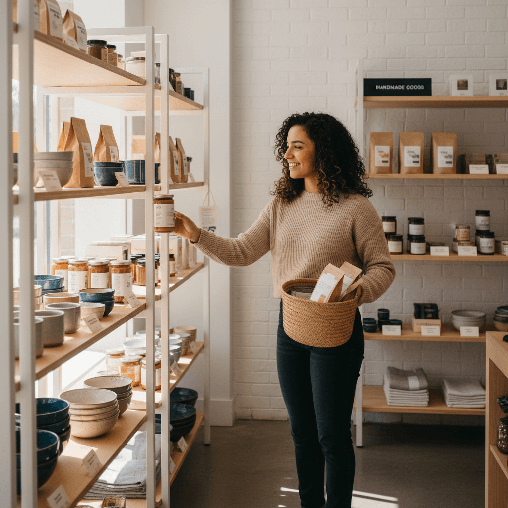 Customer browsing specialty items in store